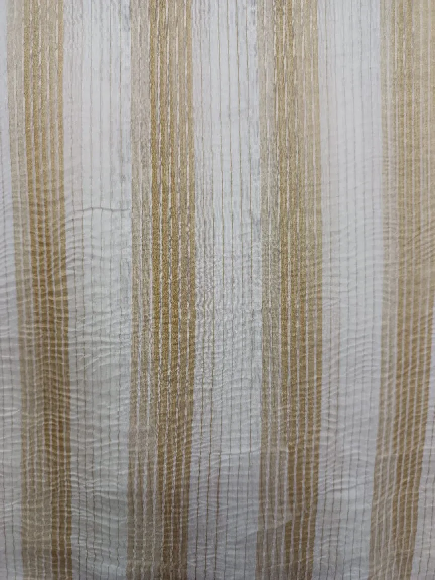 Mercerized Handloom Pure Silk Chanderi Striped Fabric