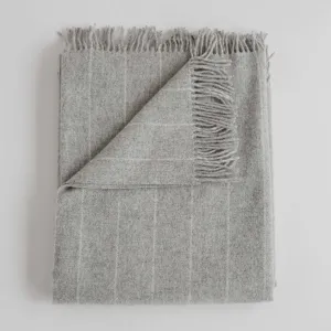 Merino Lambswool Throw | Pinstripe Fog