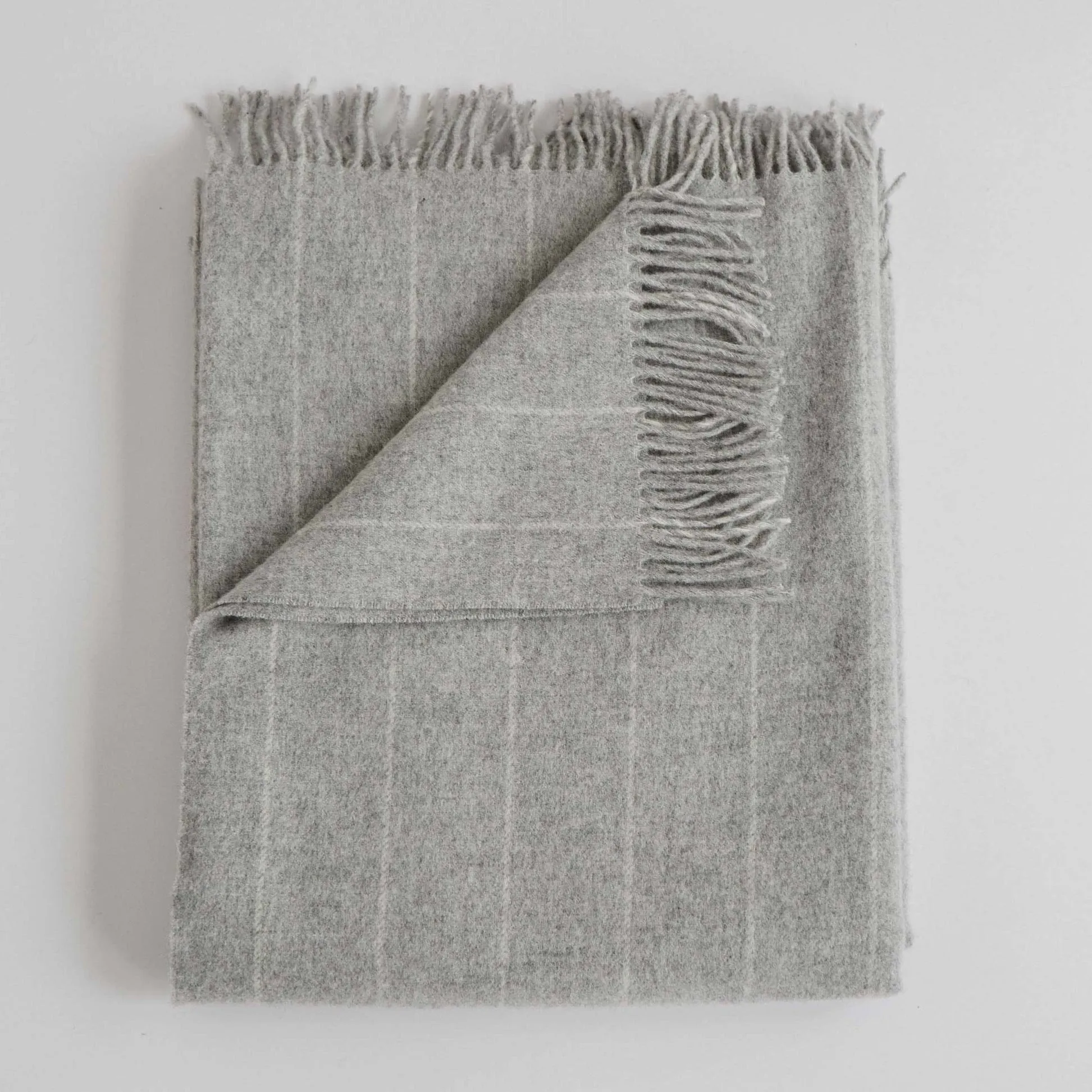 Merino Lambswool Throw | Pinstripe Fog