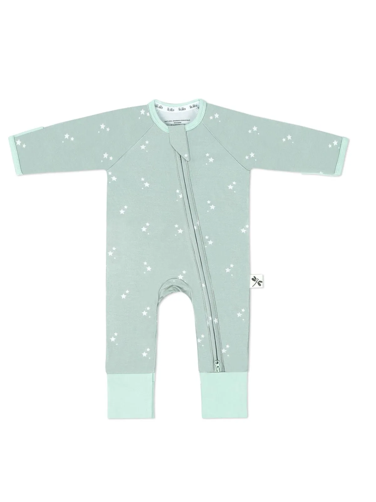 Mint Stars Bamboo Zippy Romper
