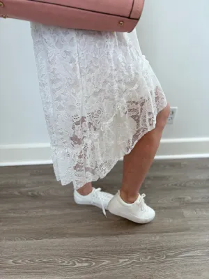 Moonlit Lace High-Low Skirt