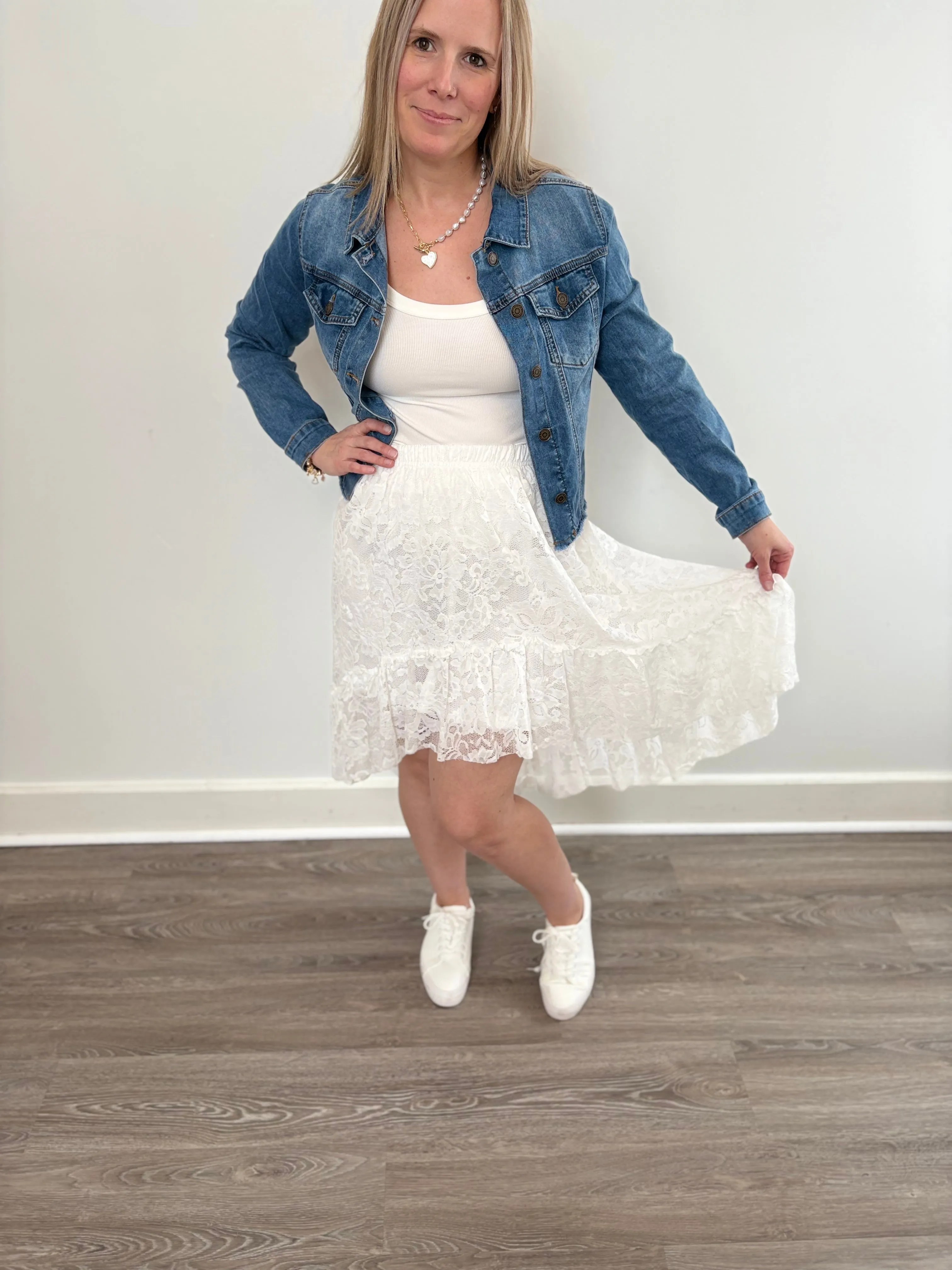 Moonlit Lace High-Low Skirt