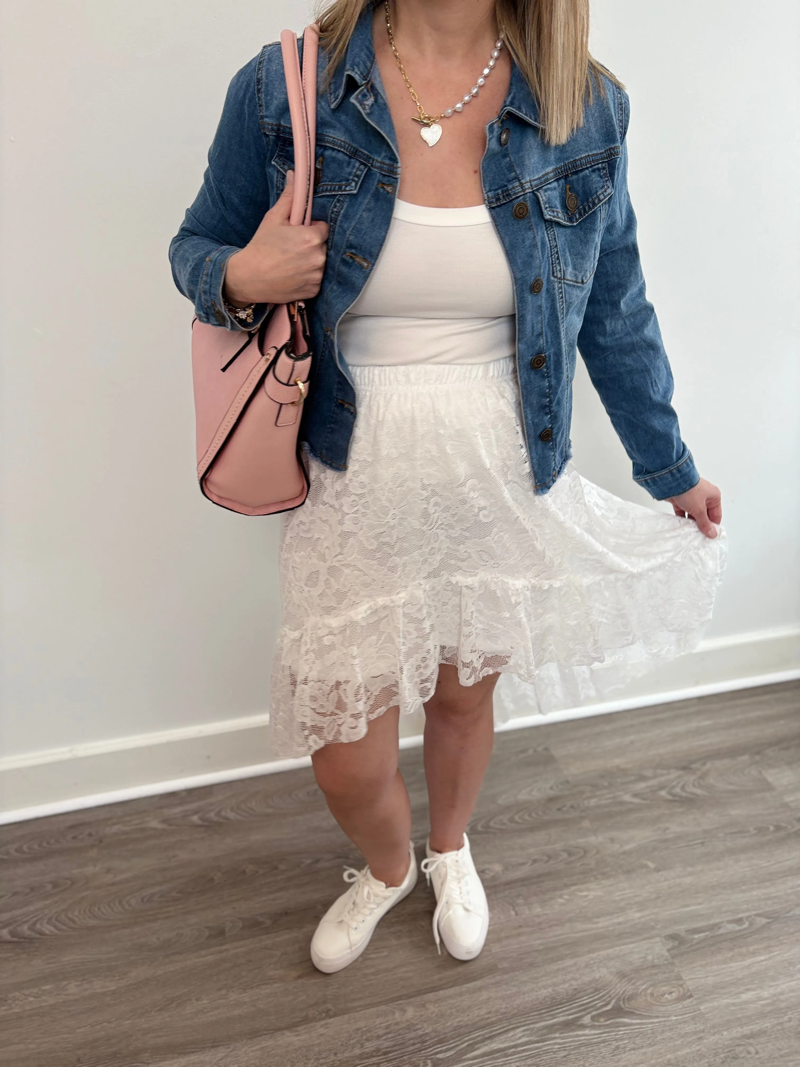 Moonlit Lace High-Low Skirt