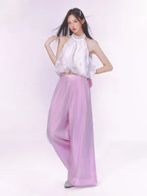 Moonlit Veil Satin Wide-Leg Pants