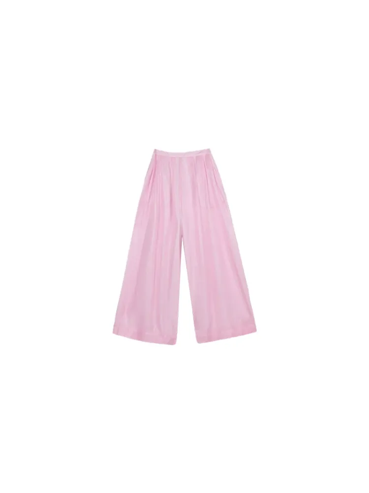 Moonlit Veil Satin Wide-Leg Pants