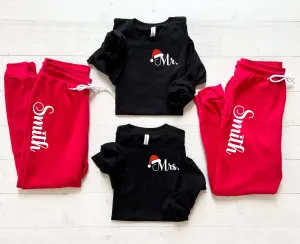 Mr & Mrs. Christmas Santa Hat Pajamas