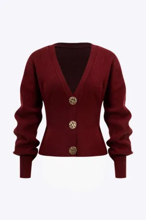 Nadia - Stylish V neck Buttoned Woman's Cardigan