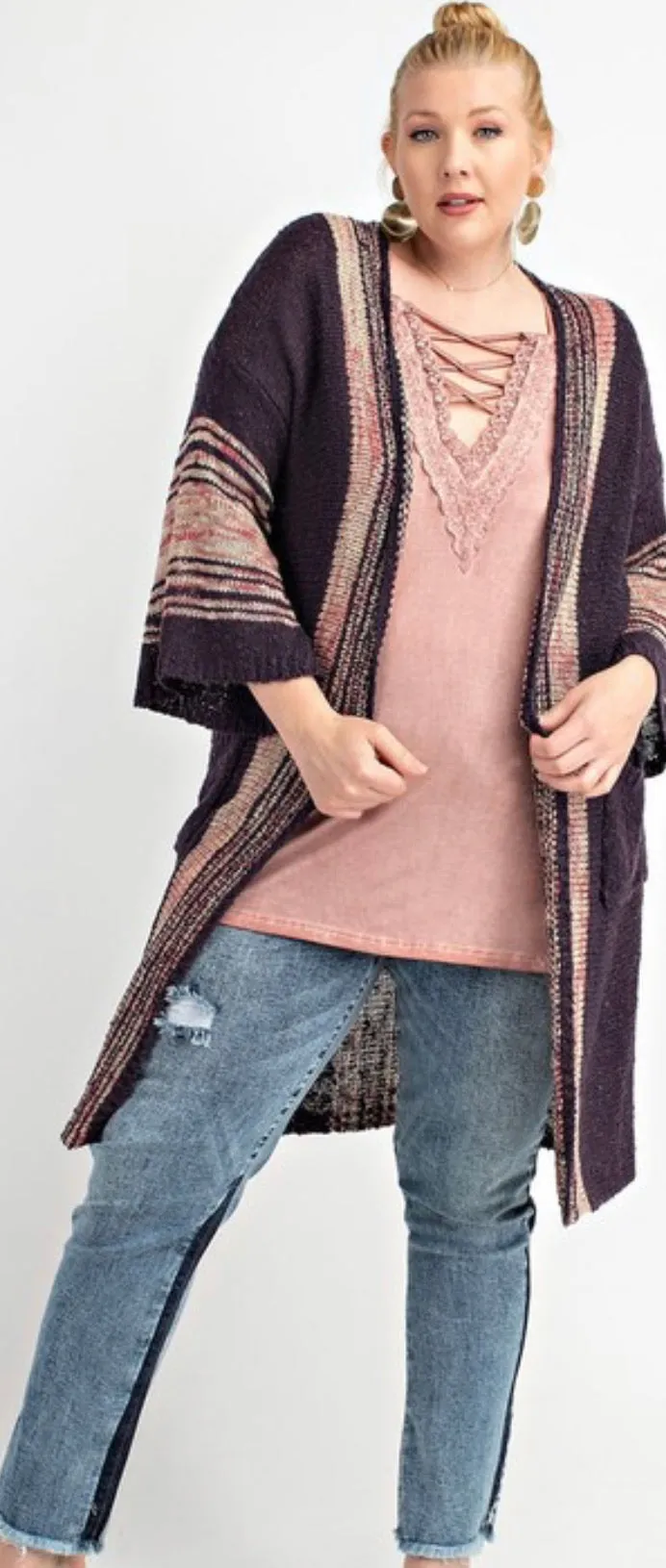 Naomi Knit Kimono Eggplant