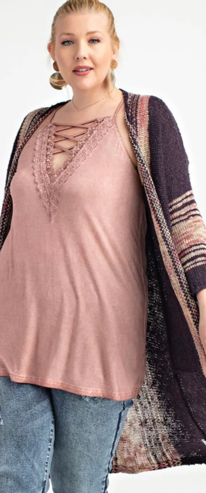 Naomi Knit Kimono Eggplant