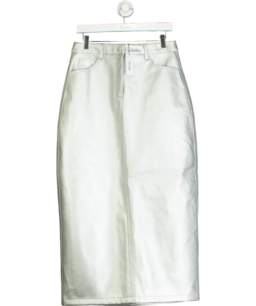 Nasty Gal Premium Faux Leather Metallic Maxi Skirt UK 12