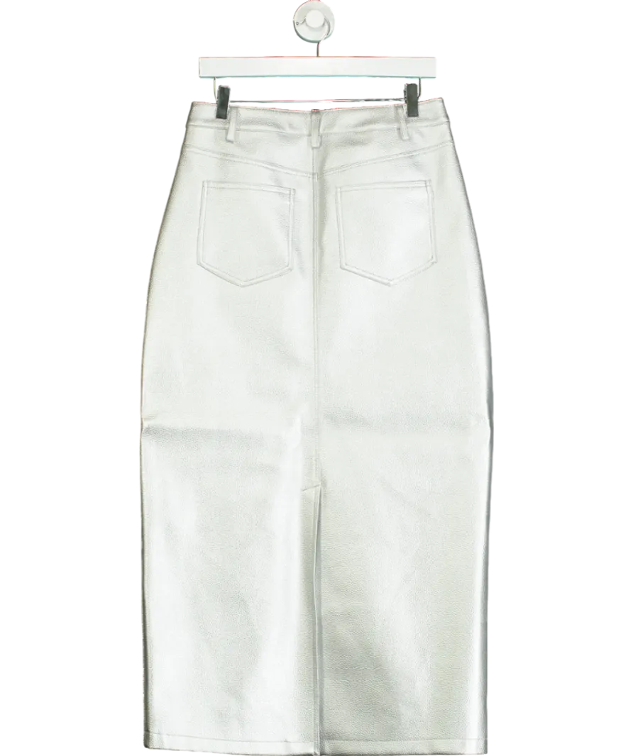 Nasty Gal Premium Faux Leather Metallic Maxi Skirt UK 12