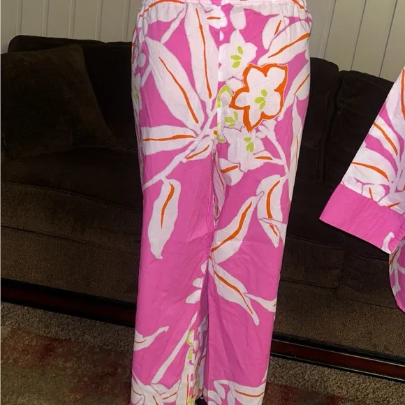 Natori • X-Large • Pink/Orange/White • Floral • Set of 2 Pajamas Set