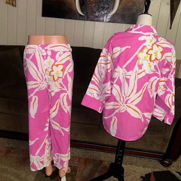 Natori • X-Large • Pink/Orange/White • Floral • Set of 2 Pajamas Set
