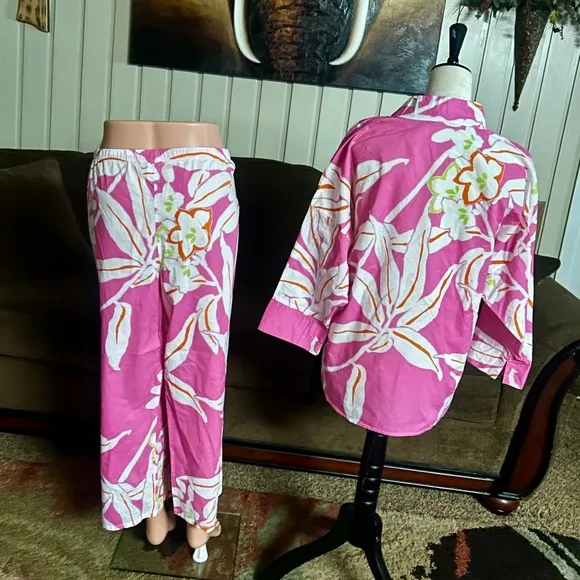 Natori • X-Large • Pink/Orange/White • Floral • Set of 2 Pajamas Set