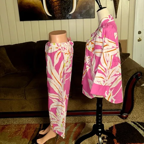 Natori • X-Large • Pink/Orange/White • Floral • Set of 2 Pajamas Set