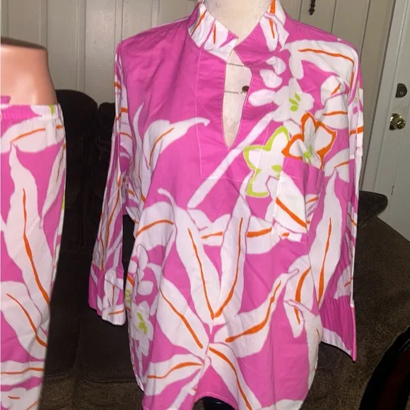 Natori • X-Large • Pink/Orange/White • Floral • Set of 2 Pajamas Set
