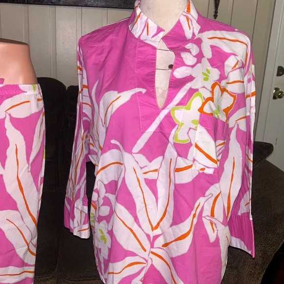 Natori • X-Large • Pink/Orange/White • Floral • Set of 2 Pajamas Set