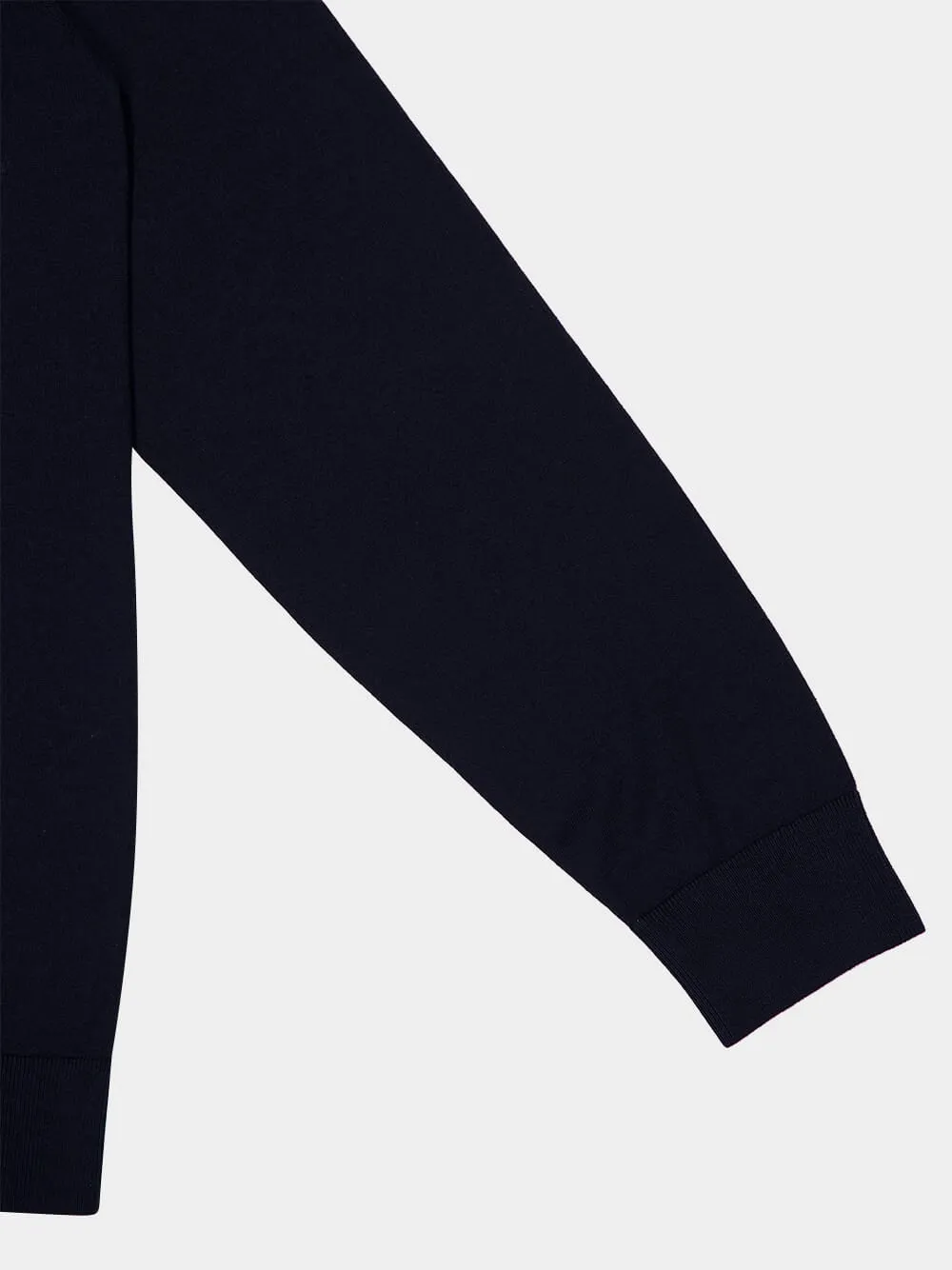 Navy Blue V-Neck Buttoned Cotton Cardigan
