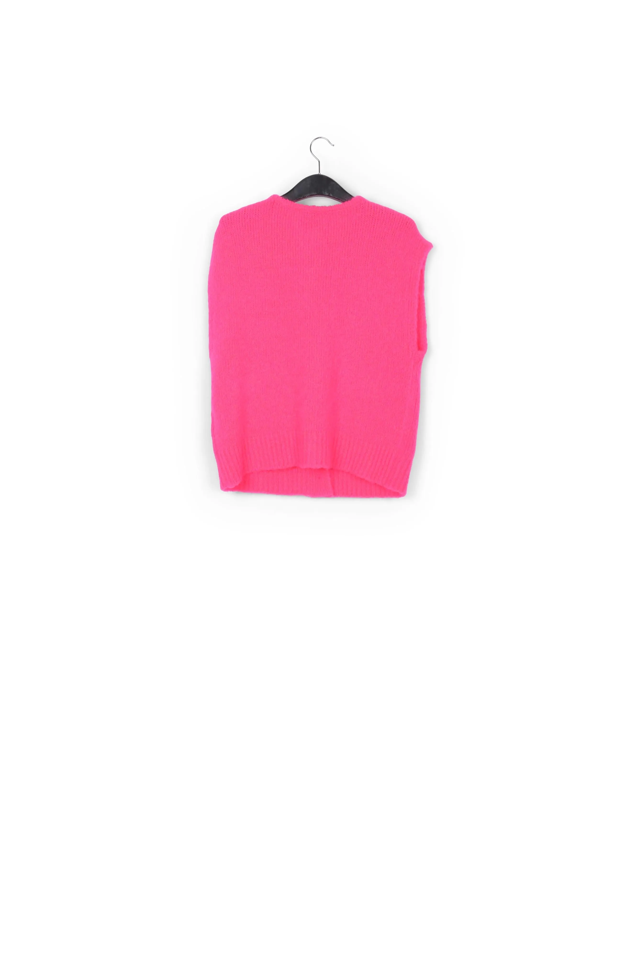 Neon pink sleeveless mohair-blend cardigan
