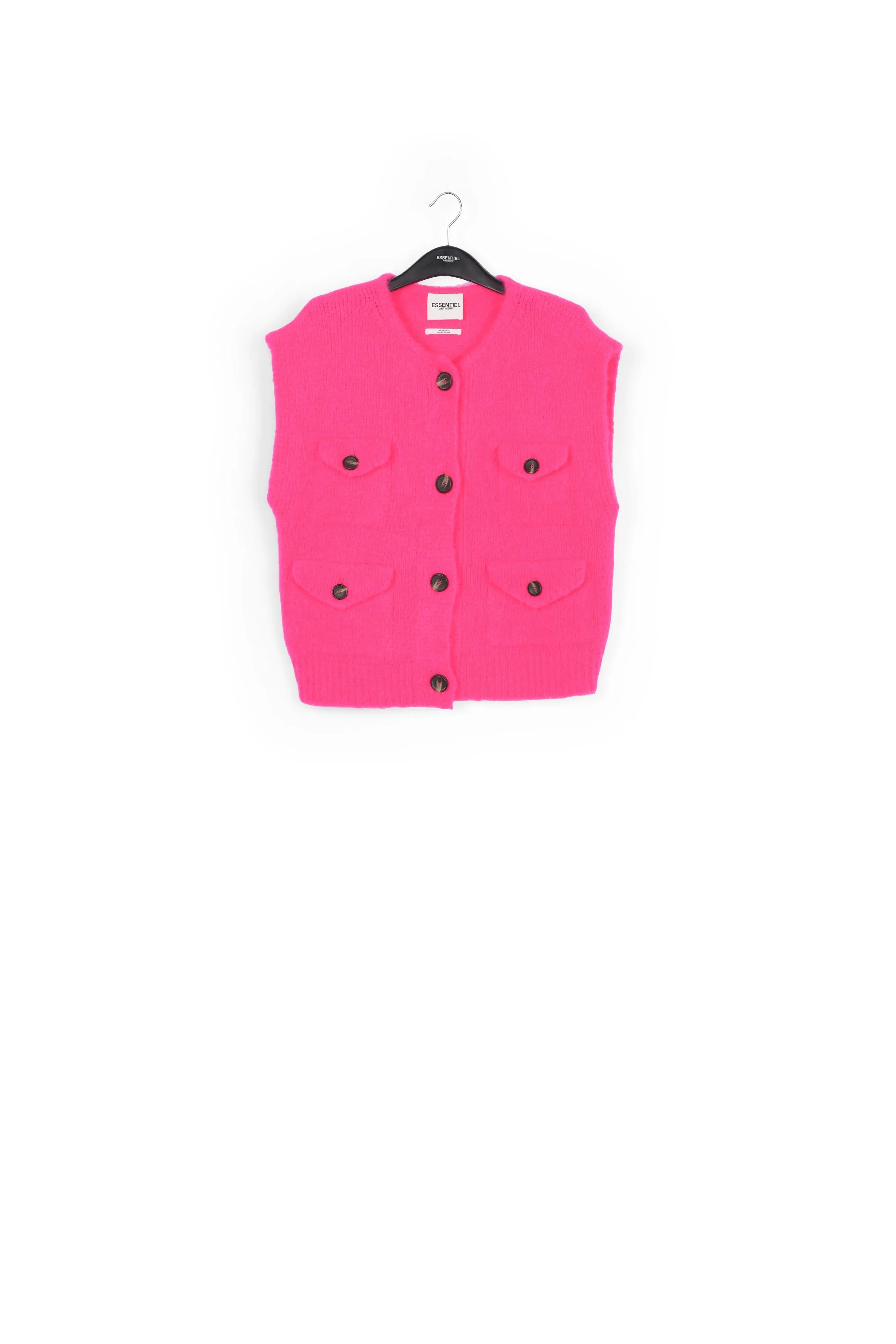 Neon pink sleeveless mohair-blend cardigan