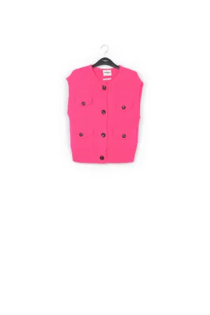 Neon pink sleeveless mohair-blend cardigan