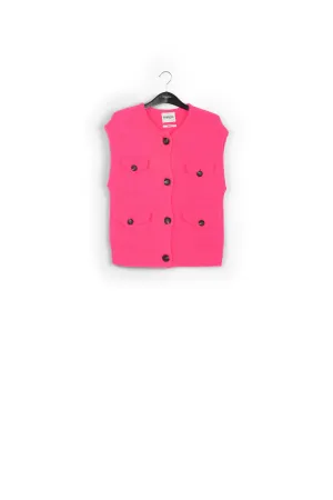 Neon pink sleeveless mohair-blend cardigan