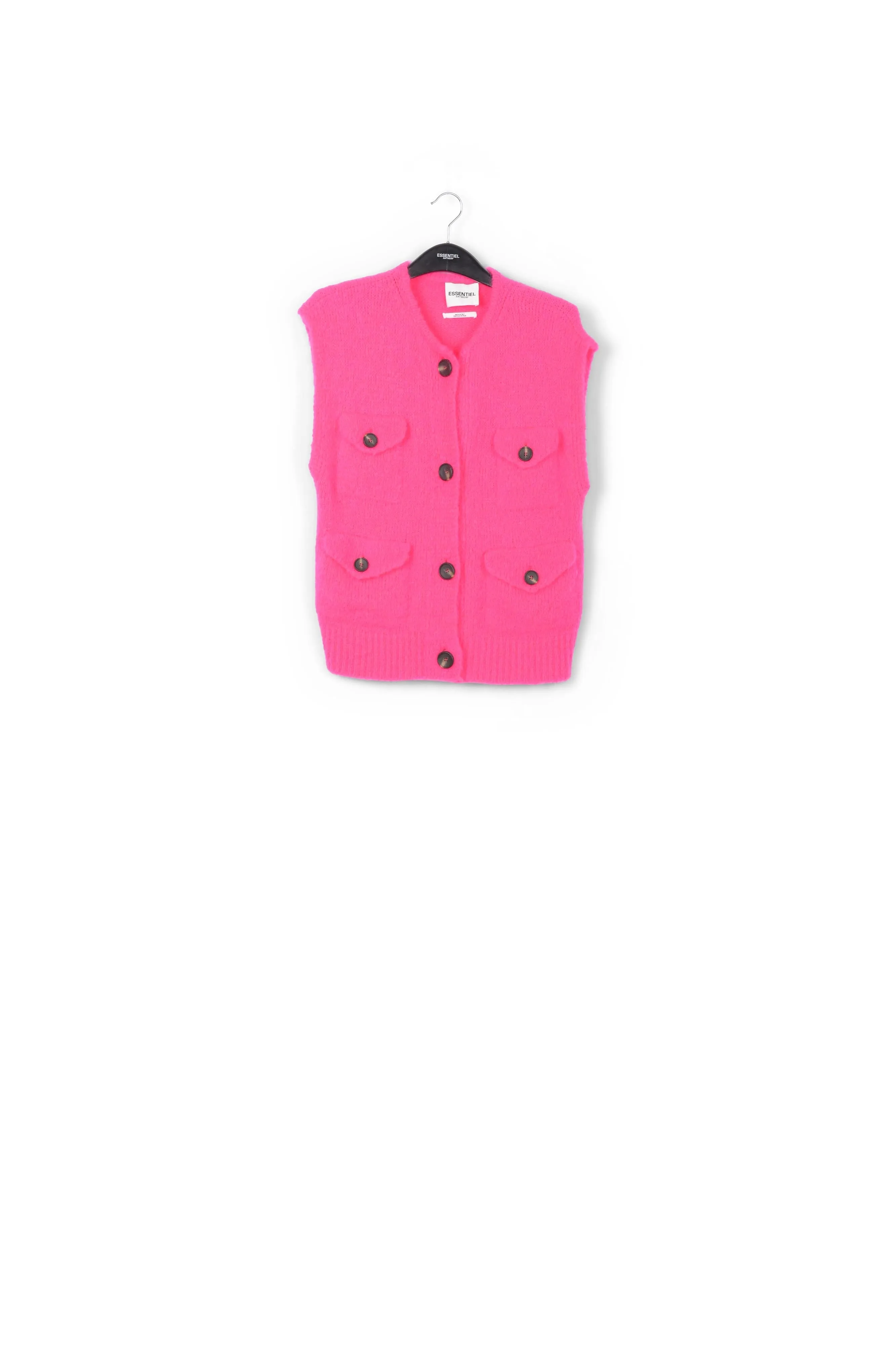 Neon pink sleeveless mohair-blend cardigan