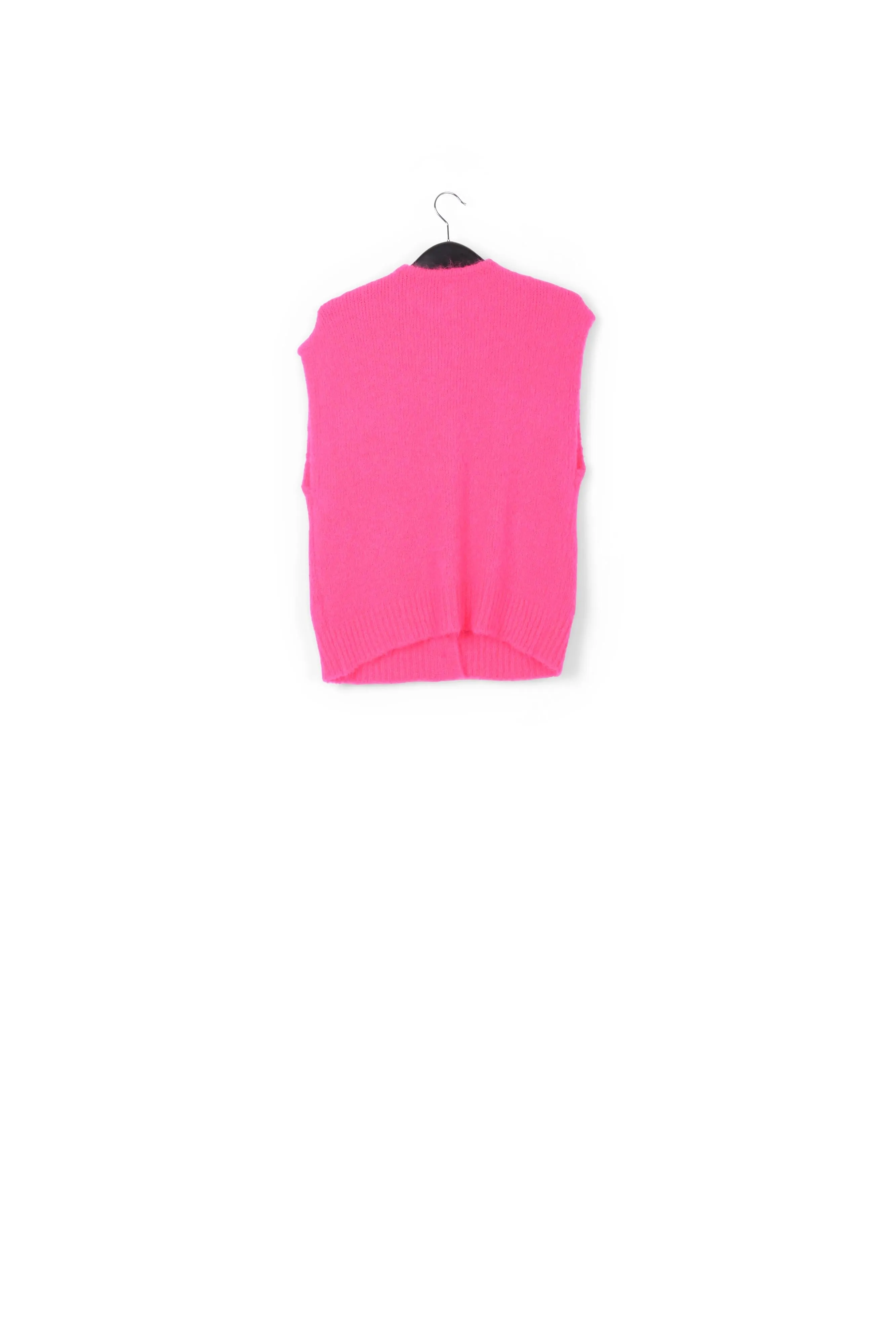 Neon pink sleeveless mohair-blend cardigan