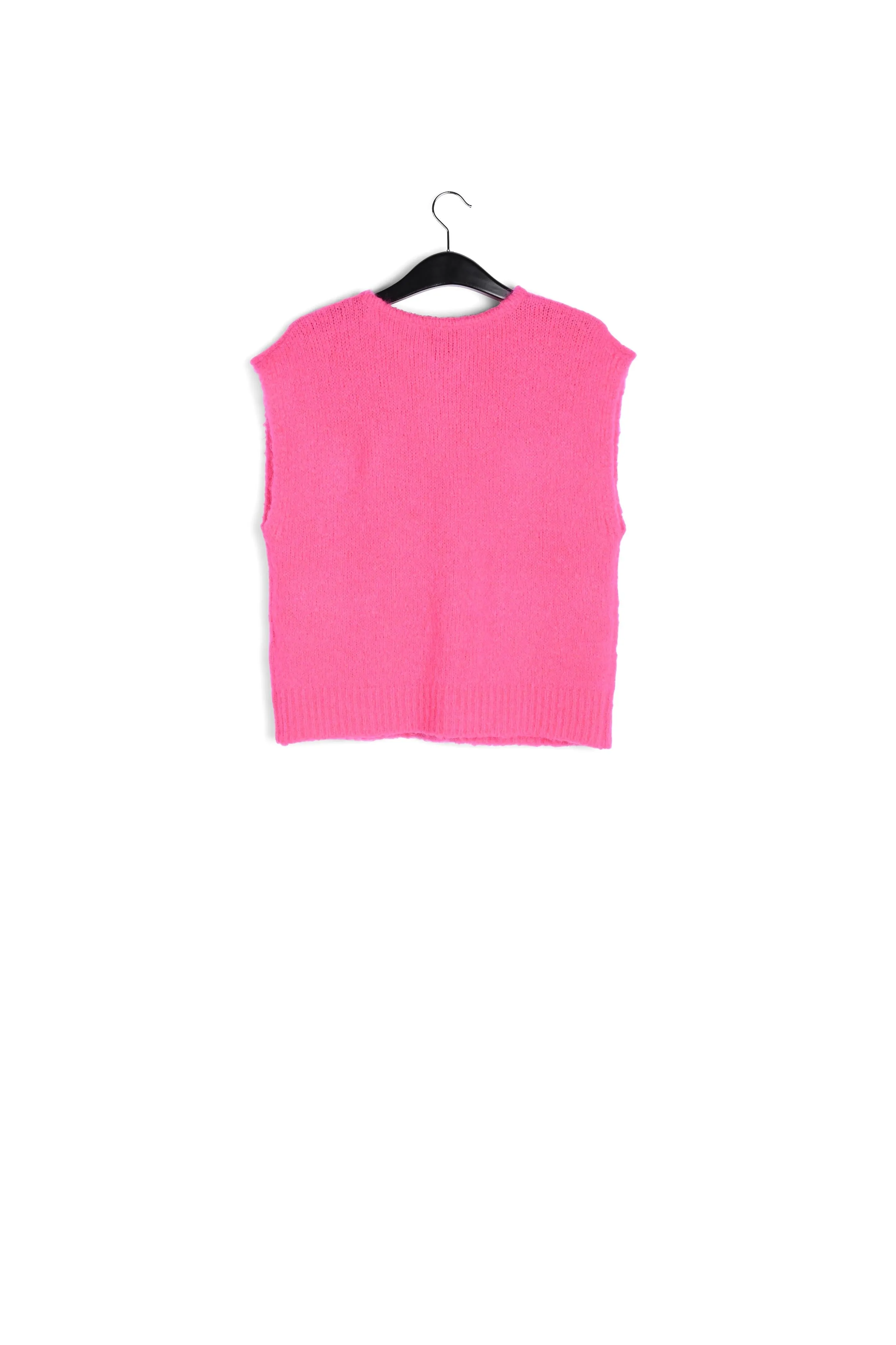 Neon pink sleeveless mohair-blend cardigan