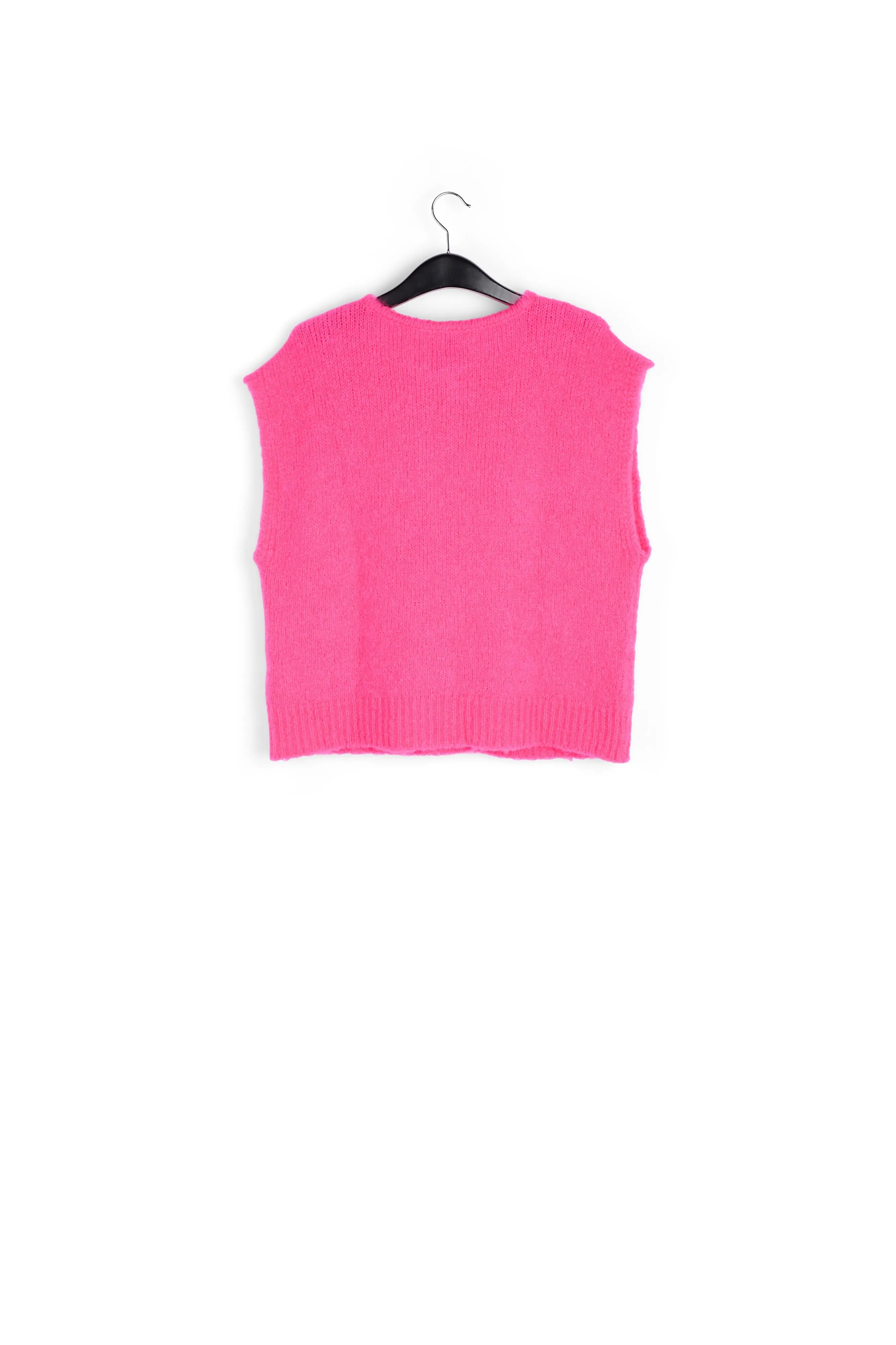 Neon pink sleeveless mohair-blend cardigan