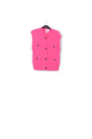 Neon pink sleeveless mohair-blend cardigan