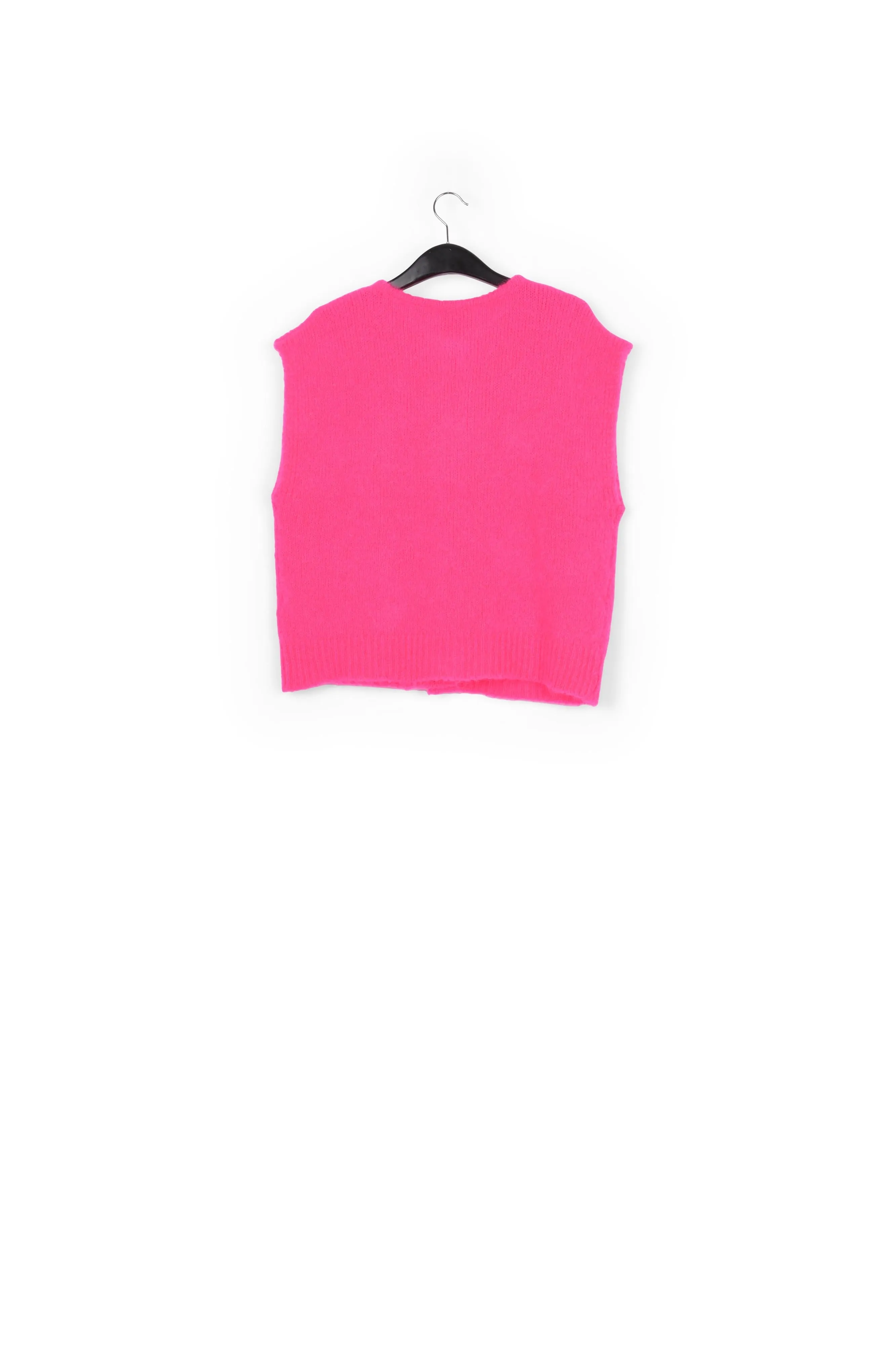 Neon pink sleeveless mohair-blend cardigan