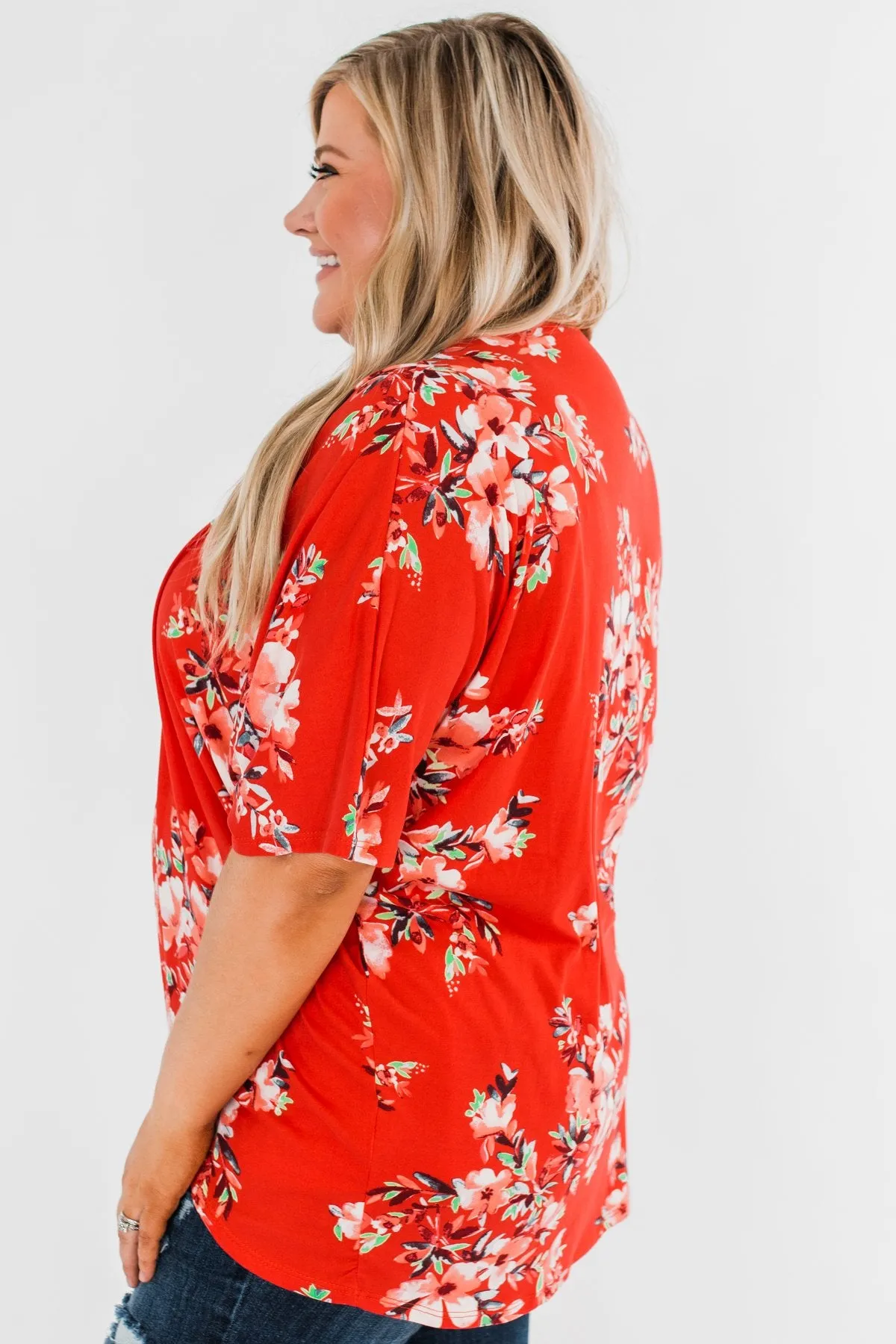Never Been Better Floral Kimono- Scarlet Red