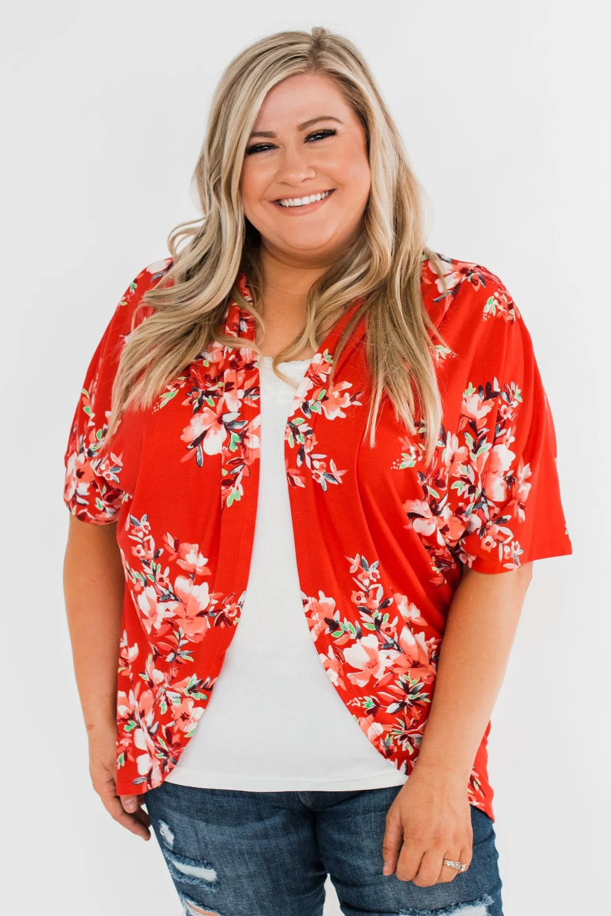Never Been Better Floral Kimono- Scarlet Red