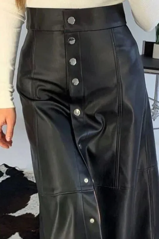 New autumn PU leather high waist skirt