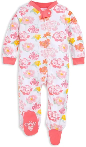 New Burt's Bees Baby-Girls Sleep & Play, Organic One-Piece Romper-Jumpsuit Pj, Zip Front Footed Pajamas Sz Newborn!