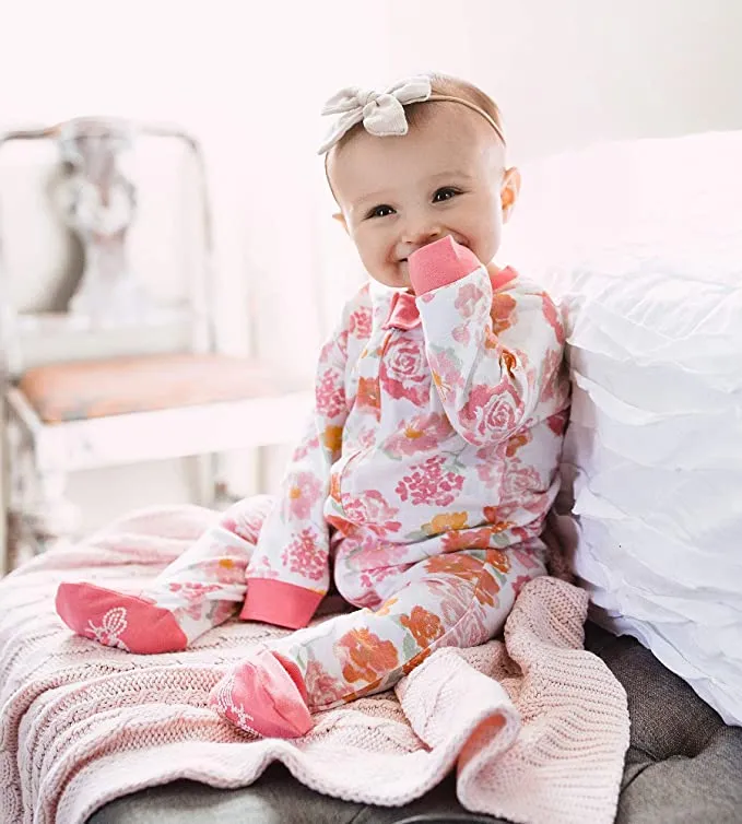 New Burt's Bees Baby-Girls Sleep & Play, Organic One-Piece Romper-Jumpsuit Pj, Zip Front Footed Pajamas Sz Newborn!