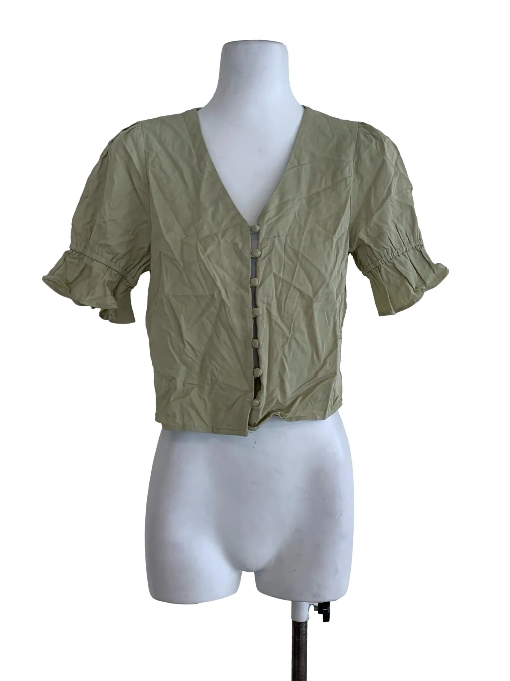 Olive Green Plain Blouse