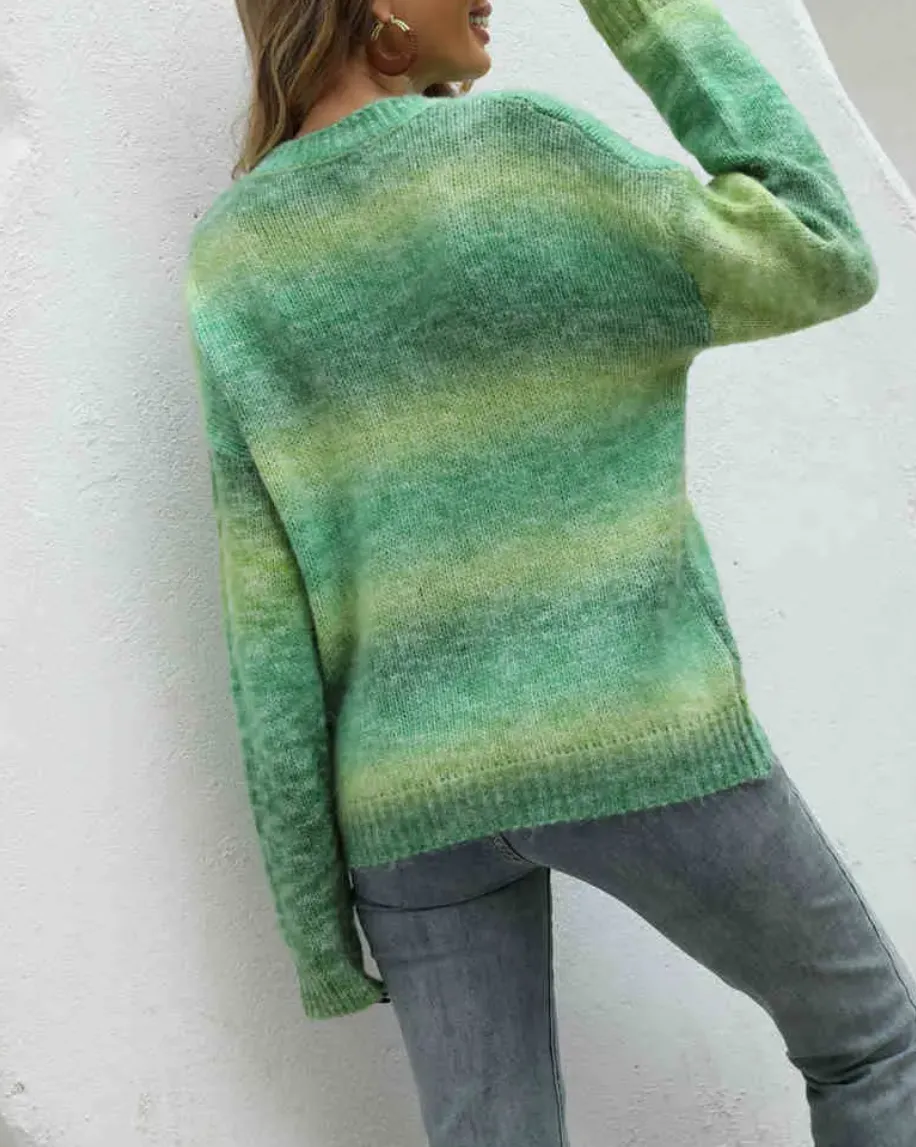 OMBRÉ CREWNECK KNIT SWEATER