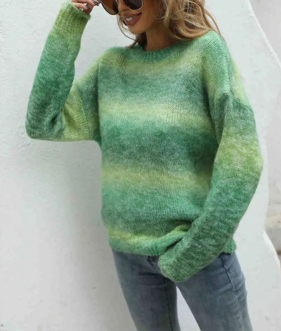 OMBRÉ CREWNECK KNIT SWEATER