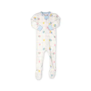 Once Upon A Time Footie - Party Time Balloon Plaid, Park Blue
