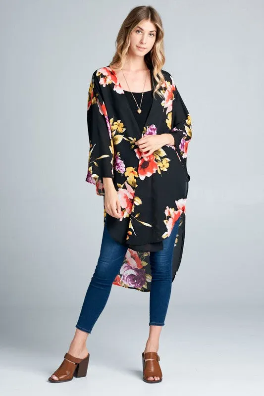 OPULENCE FLORAL KIMONO BLACK