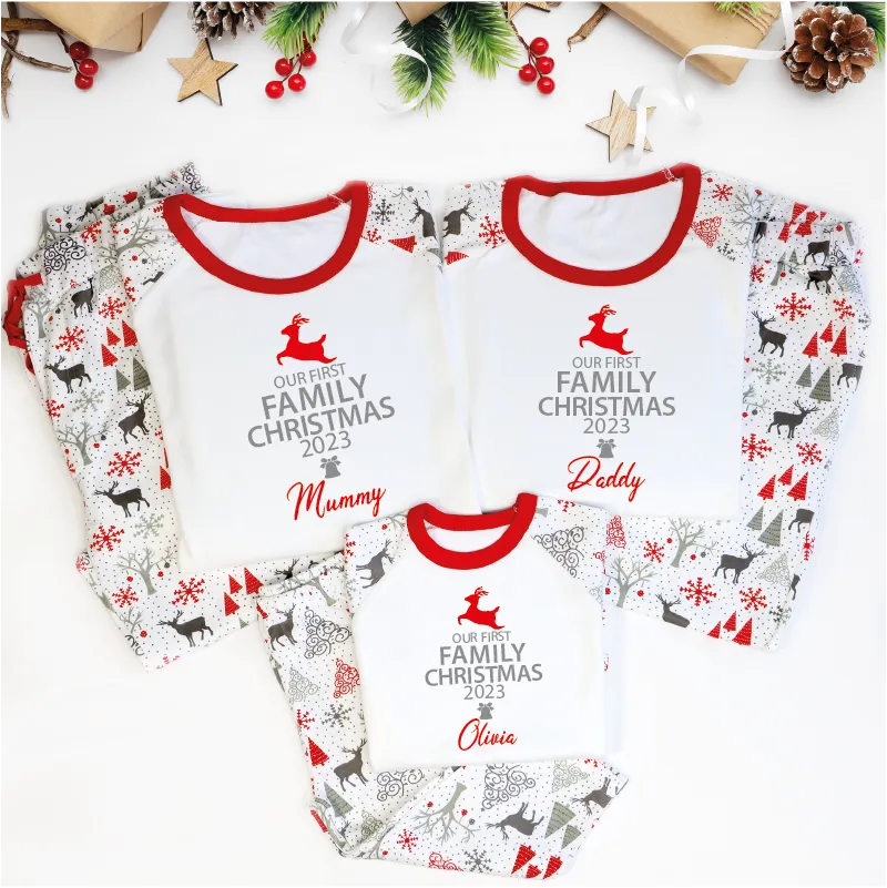 Our First Family Christmas Matching Festive Pyjamas
