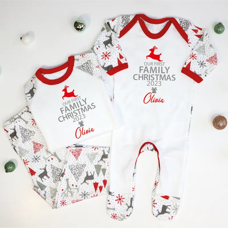 Our First Family Christmas Matching Festive Pyjamas