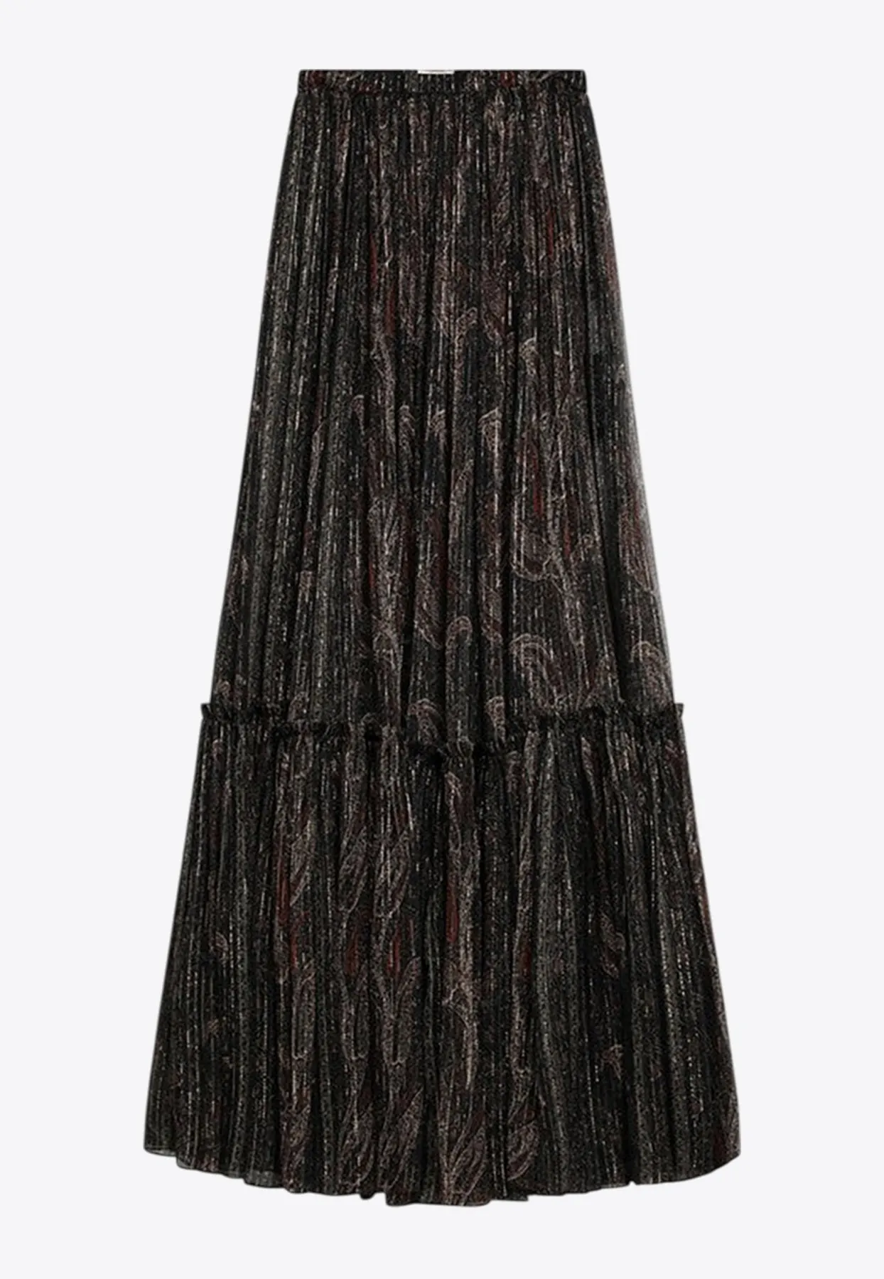 Paisley Sheer Ruffled Maxi Skirt