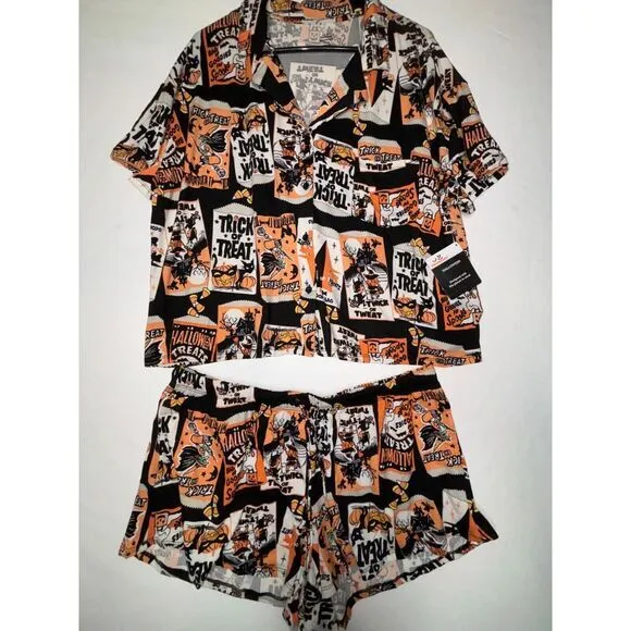 Pajamas Women's Large‎ Trick or Treat Shorty Pajama Set, 2-Piece Cozy