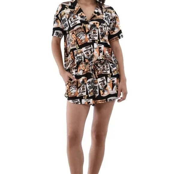 Pajamas Women's Large‎ Trick or Treat Shorty Pajama Set, 2-Piece Cozy