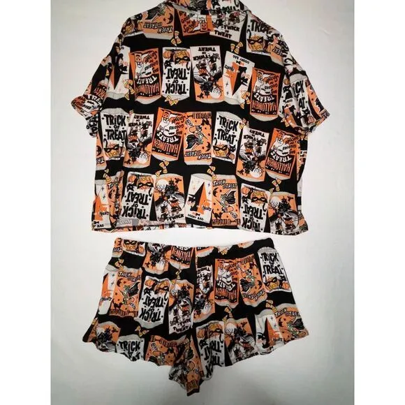 Pajamas Women's Large‎ Trick or Treat Shorty Pajama Set, 2-Piece Cozy