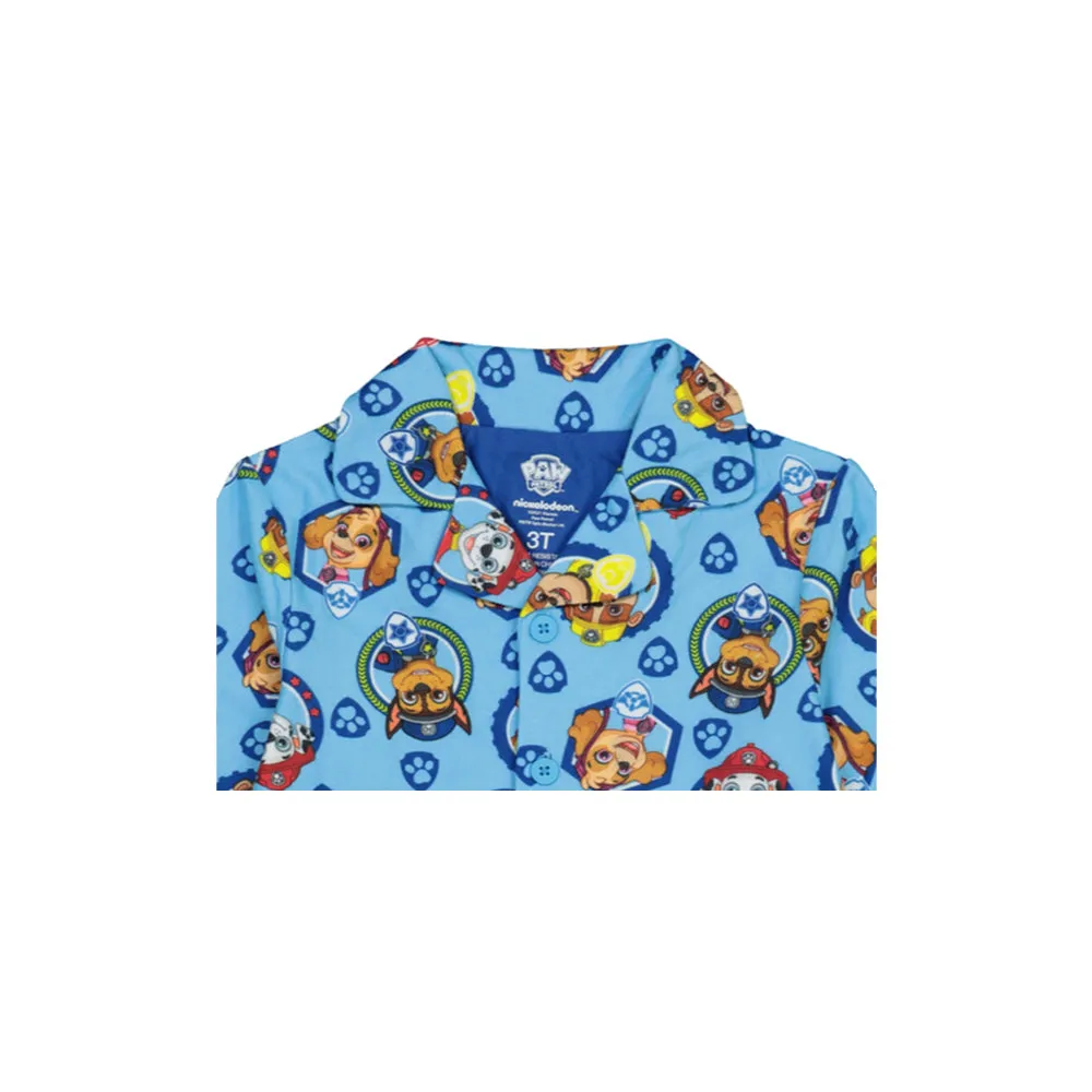 PAW Patrol Toddler Boys Pajama Set, Long Sleeve Coat-Style Top and Pants 2PC PJ Outfit, 2T-4T, Blue