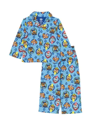 PAW Patrol Toddler Boys Pajama Set, Long Sleeve Coat-Style Top and Pants 2PC PJ Outfit, 2T-4T, Blue